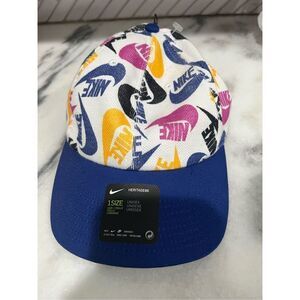 Nike Unisex Sportswear Heritage 86 Cap White Royal Blue Logo Hat NWT CU6356-101